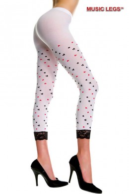 Music Legs: pantacollant con semi carte da gioco. Music Legs: pantacollant con semi carte da gioco.