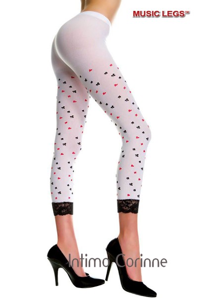 Music Legs: pantacollant con semi carte da gioco. Music Legs: pantacollant con semi carte da gioco.