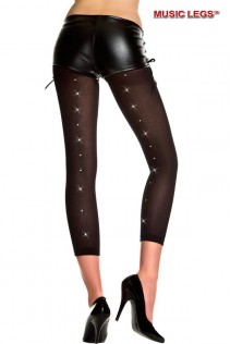 Music Legs: pantacollant nero opaco con pois glitterati. Music Legs: pantacollant nero opaco con pois glitterati.