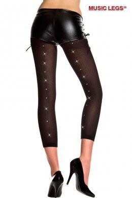Music Legs: pantacollant nero opaco con pois glitterati. Music Legs: pantacollant nero opaco con pois glitterati.