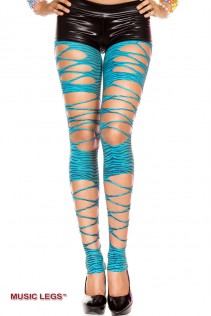 Music Legs: leggings zebrati turchese/nero con intagli. Music Legs: leggings zebrati turchese/nero con intagli.