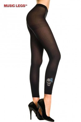 Music Legs: pantacollant nero con disegni. Music Legs: pantacollant nero con disegni.