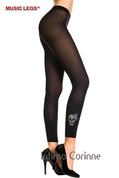 Music Legs: pantacollant nero con disegni. Music Legs: pantacollant nero con disegni.