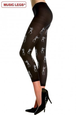 Music Legs: pantacollant nero con scheletri. Music Legs: pantacollant nero con scheletri.