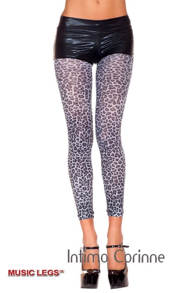 Music Legs: leggings grigi in fantasia maculata.