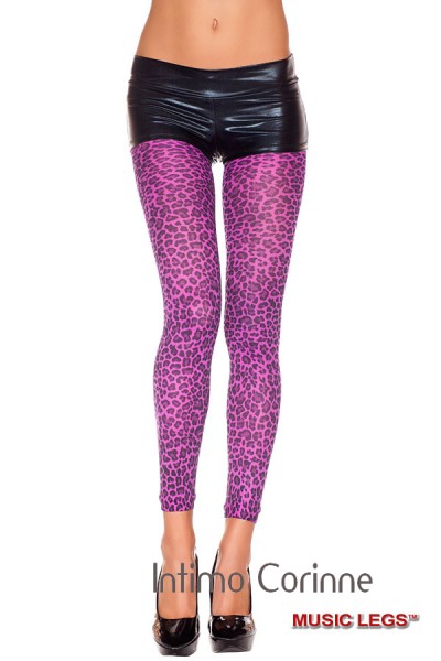 Music Legs: leggings viola in fantasia leopardata. Music Legs: leggings viola in fantasia leopardata.
