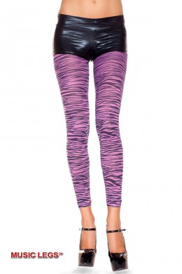 Music Legs: leggings lilla in fantasia zebrata.