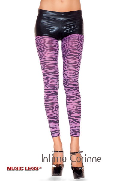 Music Legs: leggings lilla in fantasia zebrata.