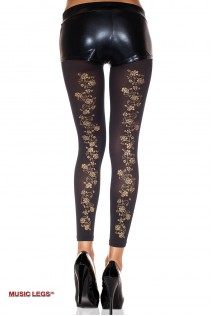 Music Legs: leggings con ramage posteriore. Music Legs: leggings con ramage posteriore.