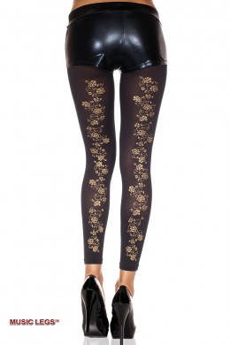 Music Legs: leggings con ramage posteriore. Music Legs: leggings con ramage posteriore.