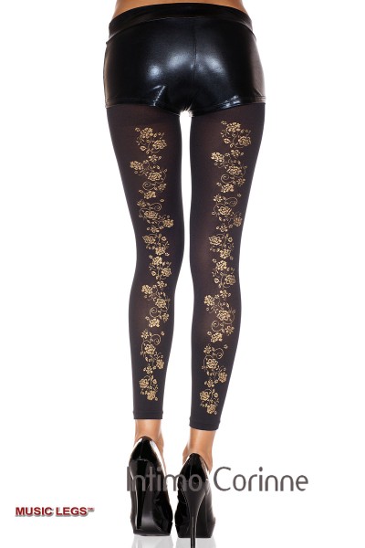 Music Legs: leggings con ramage posteriore. Music Legs: leggings con ramage posteriore.