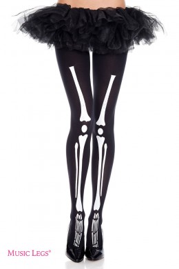 Music Legs: collant nero con disegno ossa. Music Legs: collant nero con disegno ossa.