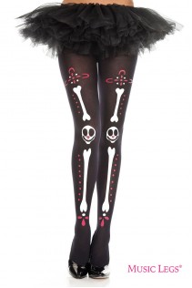 Music Legs: collant con ossa e teschi in stile messicano. Music Legs: collant con ossa e teschi in stile messicano.