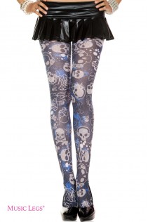 Music Legs: collant con motivo teschi. Music Legs: collant con motivo teschi.