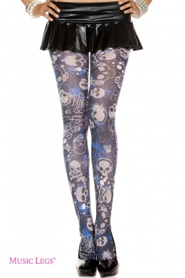 Music Legs: collant con motivo teschi. Music Legs: collant con motivo teschi.