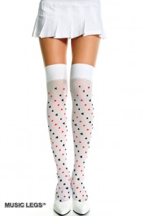 Music Legs: Calze bianche con simboli carte. Music Legs: Calze bianche con simboli carte.