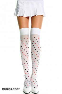 Music Legs: Calze bianche con simboli carte. Music Legs: Calze bianche con simboli carte.