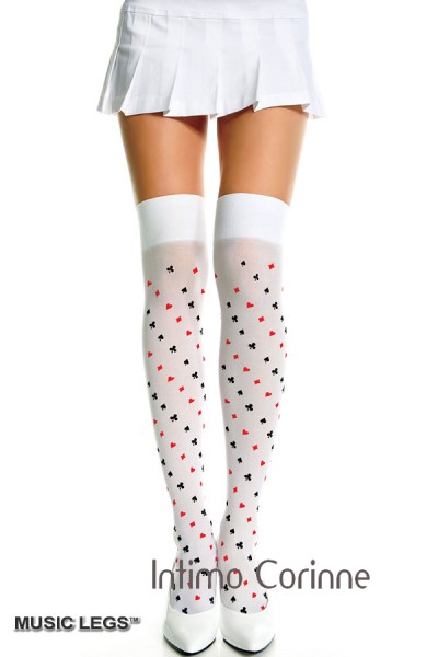 Music Legs: Calze bianche con simboli carte. Music Legs: Calze bianche con simboli carte.
