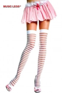 Music Legs: calze bianche a righe orizzontali. Music Legs: calze bianche a righe orizzontali.