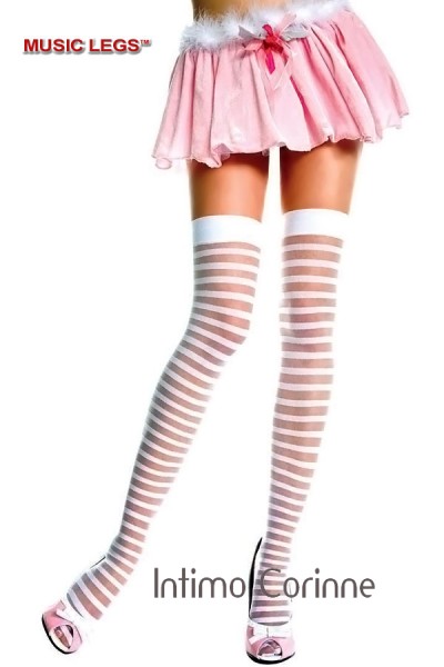 Music Legs: calze bianche a righe orizzontali. Music Legs: calze bianche a righe orizzontali.