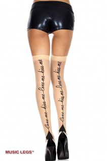 Music Legs: calze velate con scritta dietro.