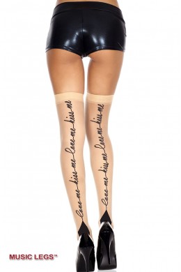 Music Legs: calze velate con scritta dietro.