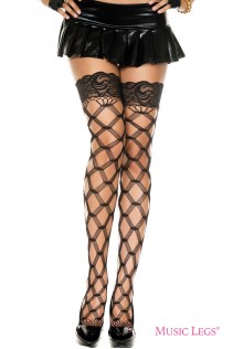 Music Legs: autoreggenti a rete con disegno romboidale. Music Legs: autoreggenti a rete con disegno romboidale.