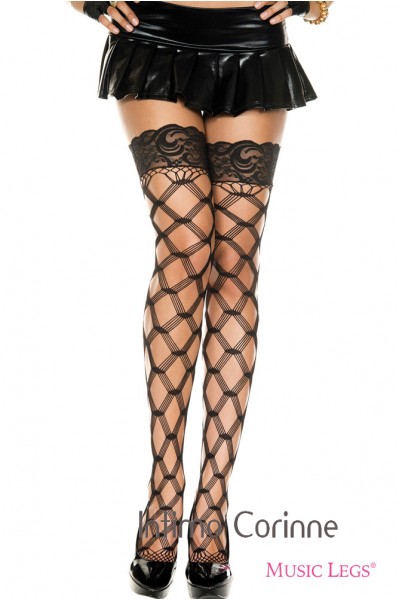 Music Legs: autoreggenti a rete con disegno romboidale. Music Legs: autoreggenti a rete con disegno romboidale.