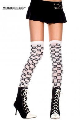 Music Legs: calze a scacchi con teschi. Music Legs: calze a scacchi con teschi.
