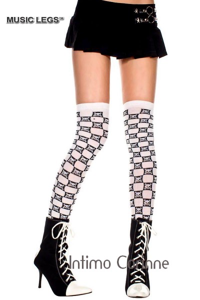 Music Legs: calze a scacchi con teschi. Music Legs: calze a scacchi con teschi.