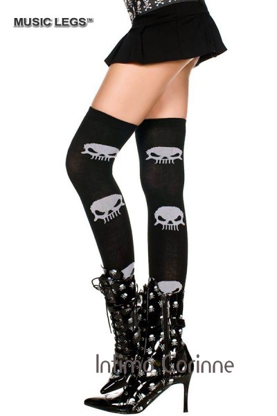 Music Legs: calze nere con teschi grandi. Music Legs: calze nere con teschi grandi.