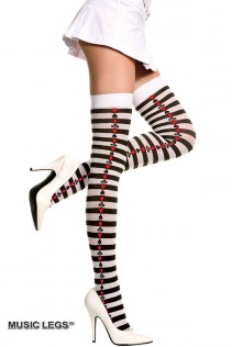 Music Legs: Calze a righe con simboli carte. Music Legs: Calze a righe con simboli carte.