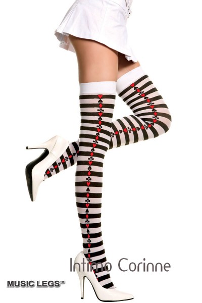 Music Legs: Calze a righe con simboli carte. Music Legs: Calze a righe con simboli carte.