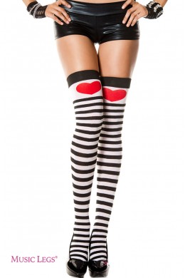 Music leg: calze opache a righe con cuore. Music leg: calze opache a righe con cuore.