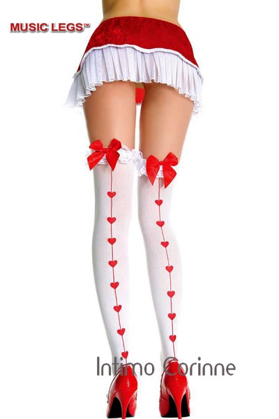 Music Legs: calze bianche con cuoricini e fiocco. Music Legs: calze bianche con cuoricini e fiocco.
