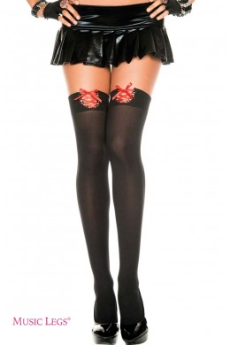 Music Legs: calze con stringatura sulla balza. Music Legs: calze con stringatura sulla balza.