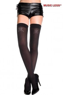 Music Legs: calze con teschio in strass. Music Legs: calze con teschio in strass.