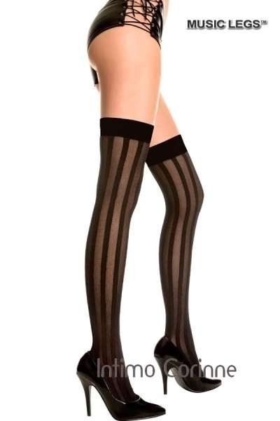 Music Legs: calze nere con righe velate. Music Legs: calze nere con righe velate.