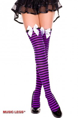 Music Legs: calze a righe con merletto e fiocco. Music Legs: calze a righe con merletto e fiocco.