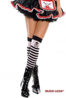 Music leg: calze opache a righe con teschio. Music leg: calze opache a righe con teschio.
