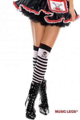 Music leg: calze opache a righe con teschio. Music leg: calze opache a righe con teschio.