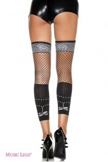 Music Legs: gambali misto rete e filato coprente. Music Legs: gambali misto rete e filato coprente.