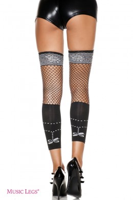Music Legs: gambali misto rete e filato coprente. Music Legs: gambali misto rete e filato coprente.