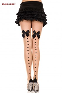 Music Legs: calze con fiocco e fila di pois posteriori.
