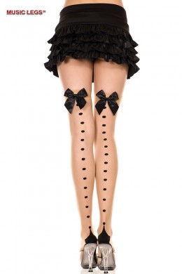 Music Legs: calze con fiocco e fila di pois posteriori.