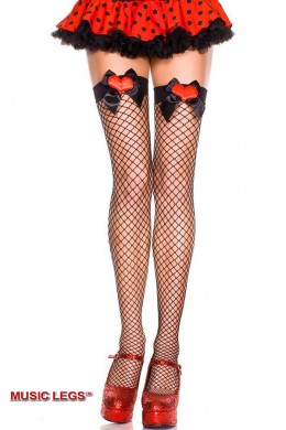 Music Legs: calze a rete con fiocco e cuore. Music Legs: calze a rete con fiocco e cuore.