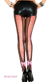 Music Legs: collant a rete con stringature posteriori. XL Music Legs: collant a rete con stringature posteriori. XL