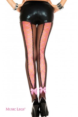 Music Legs: collant a rete con stringature posteriori. XL Music Legs: collant a rete con stringature posteriori. XL