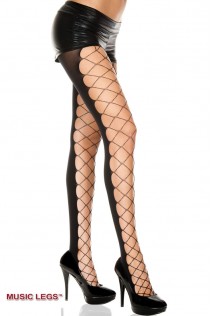 Music Legs: collant a rete larga davanti e tessuto dietro.