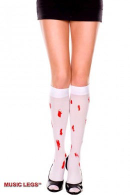 Music leg: gambaletto con finte gocce di sangue. Music leg: gambaletto con finte gocce di sangue.